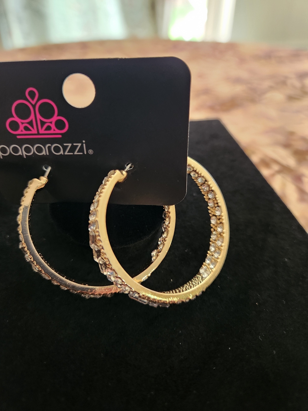 Paparazzi Gold Rhinestone Hoop Earrings